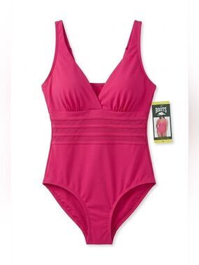 Roots Fuschia One Piece Swimsuit with Pleated Front, Size 6, NWT